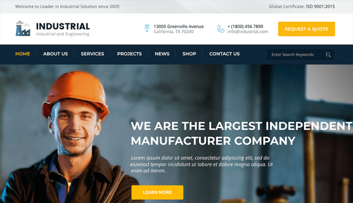 طراحی سایت شرکت های صنعتی
